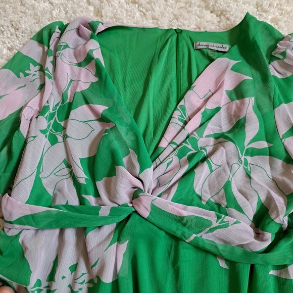 Danny and Nicole Green Pink Floral Twist Front Maxi Dress 14W - Picture 5 of 10